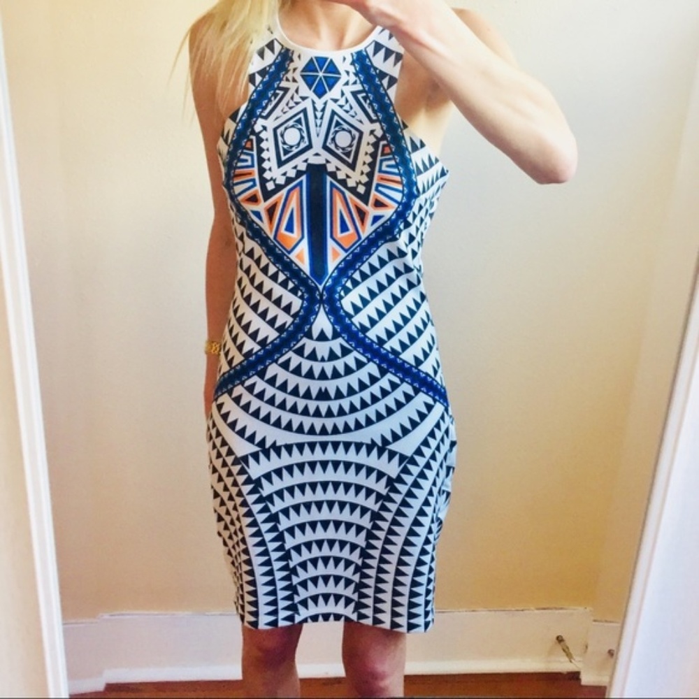 Tribal Print Scuba Bodycon Dress